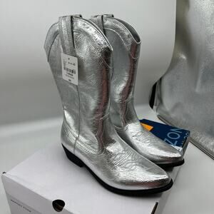 Arizona Jean Co Womens Western Heel Booties Maybrook Silver Boots Size 7.5M